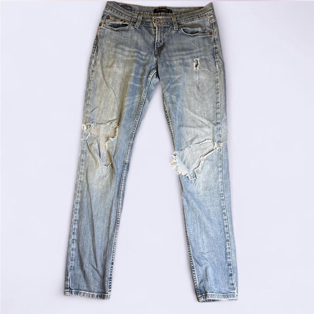 Levi's Low Rise Distressed Denim Jeans Light Wash 7M - Picture 3 of 9
